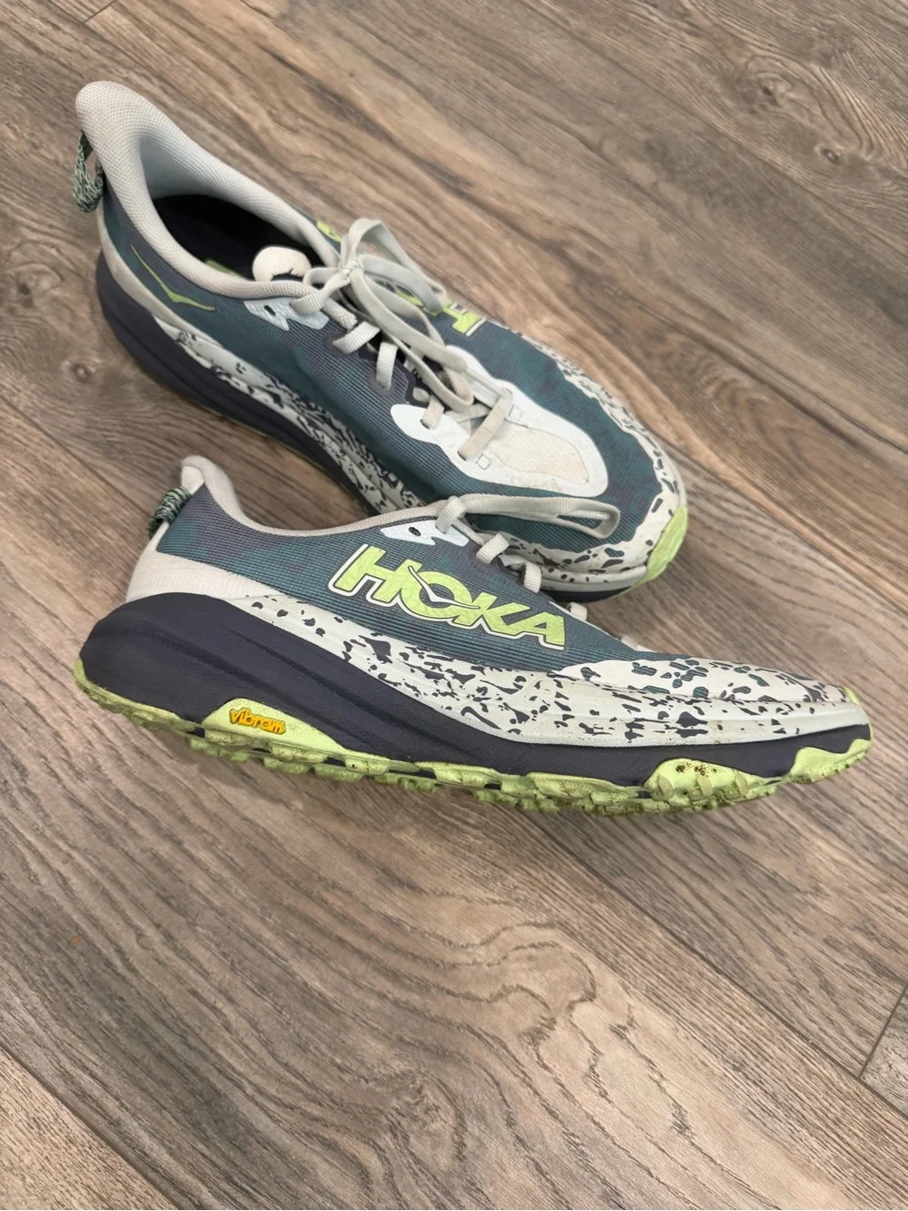 Hoka Men's Athletic Shoes in Teal and Lime Accent